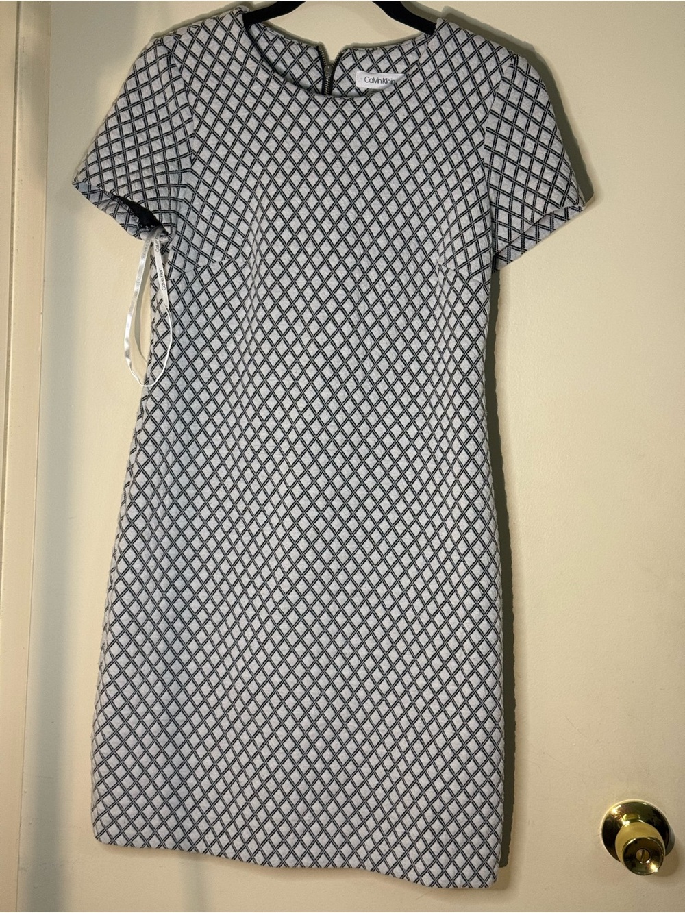 Calvin Klein Black & White Lattice Sheath Dress